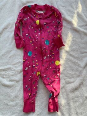 Hanna Andersson Hot Pink Balloon & Floral Zip Footie